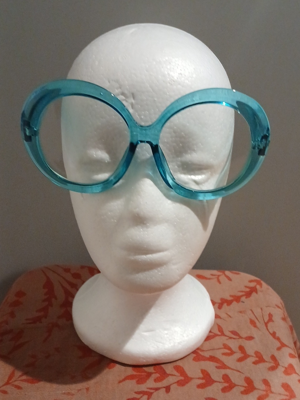 Vintage Style Iris Apfel Oversized Transparent Teal Round Fashion Glasses